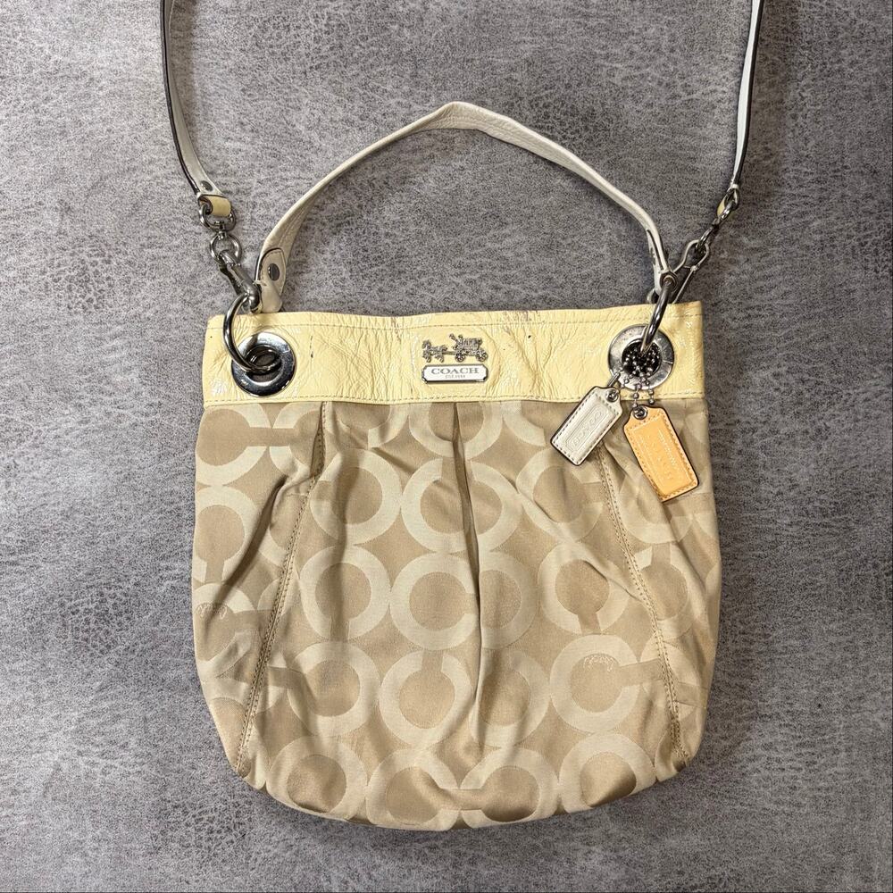 Coach Tan Madison Op Signature Hobo Handbag
